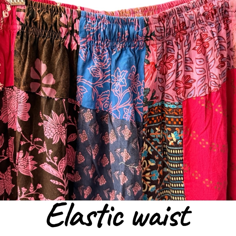 Boho Flowy Wide Leg Patch Pants - image 8